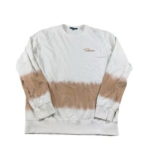 Shore Cotton Blend Spellout Brown Tie Dye Crewneck Sweaters Size Large